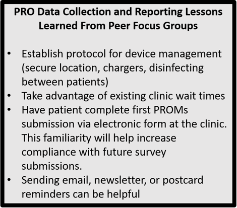 PRO Data Collection and Reporting Lessons Learned From Peer Focus Groups